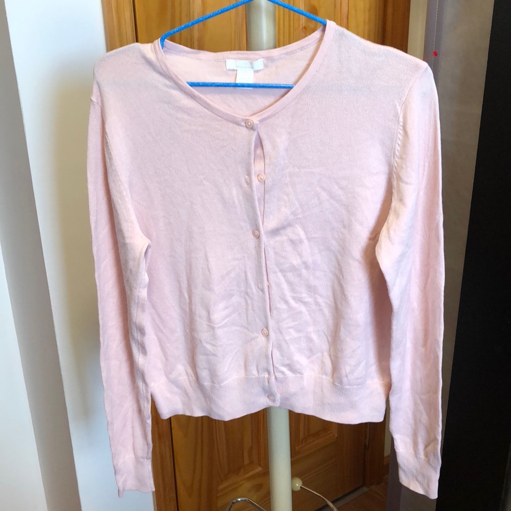 H&M pink fine knit button down cardigan sweater